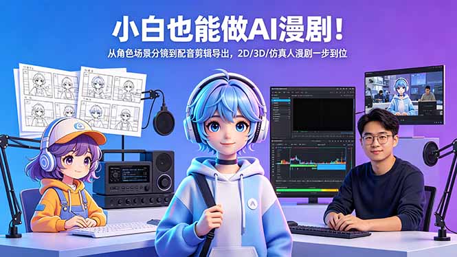 小白也能做AI漫剧!从角色场景分镜到配音剪辑导出,2D/3D/仿真人漫剧一步到位-云享网创