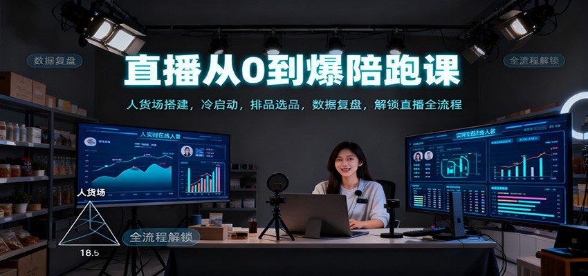 直播从0到爆陪跑课:人货场搭建,冷启动,排品选品,数据复盘,解锁直播全流程-云享网创