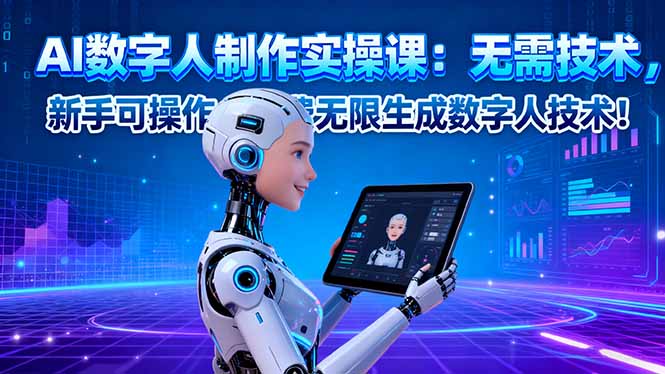 AI数字人制作实操课：无需技术，新手可操作，免费无限生成数字人技术！-云享网创
