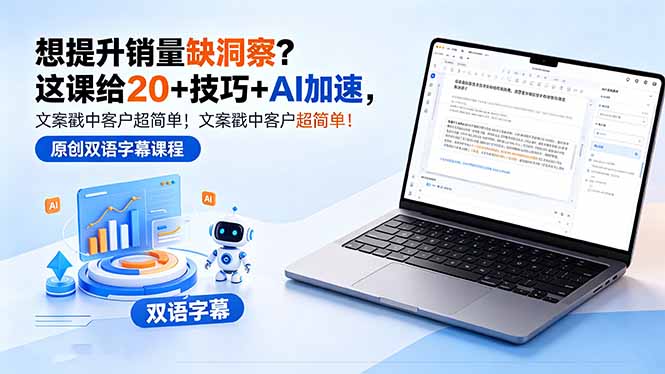 想提升销量缺洞察?这课给 20 + 技巧 + AI 加速,文案戳中客户超简单!【原创双语字幕】-云享网创