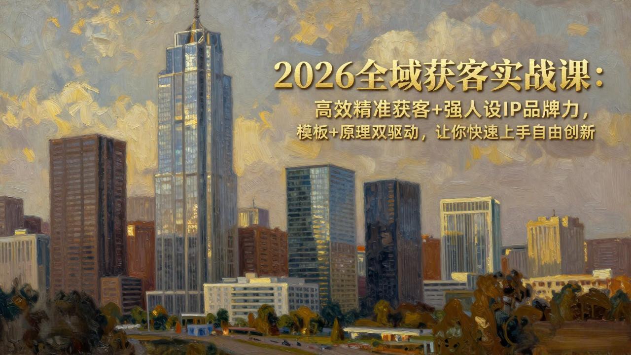 2026全域获客实战课：高效精准获客+强人设IP品牌力，模板+原理双驱动，让你快速上手自由创新-云享网创
