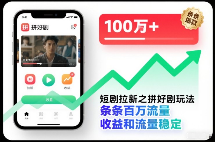 短剧拉新之拼好剧玩法，条条百万流量，收益和流量稳定-云享网创