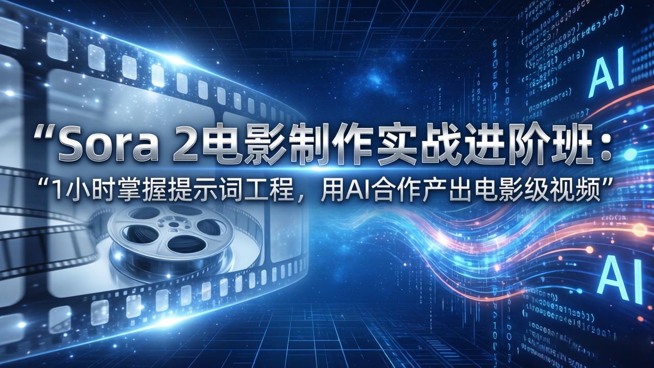 Sora 2电影制作实战进阶班：1小时掌握提示词工程，用AI合作产出电影级视频-云享网创