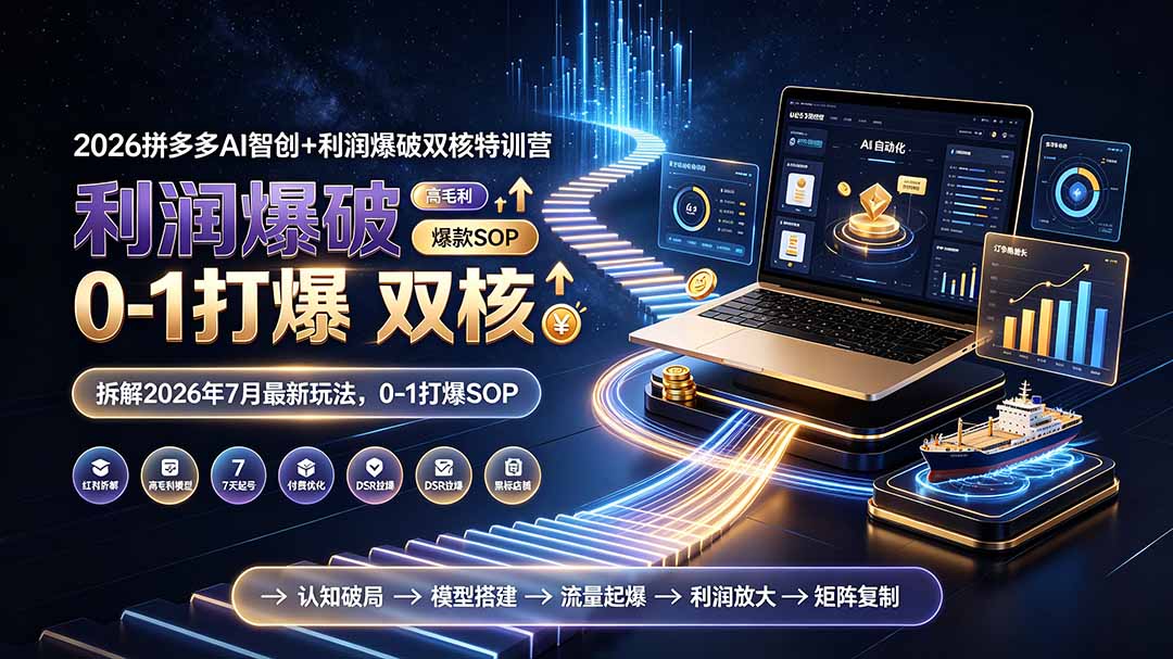2026拼多多AI智创+利润爆破双核特训营-拆解2026年7月最新玩法,0-1打爆SOP-云享网创