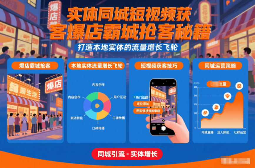 实体同城短视频获客爆店霸城抢客秘籍，打造本地实体的流量增长飞轮-云享网创