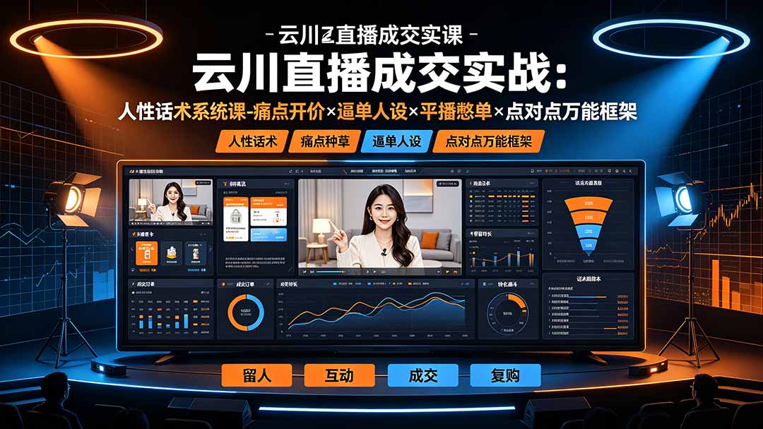 云川直播成交实战：人性话术系统课-痛点种草×塑品开价×逼单人设×平播憋单×点对点万能框架-云享网创