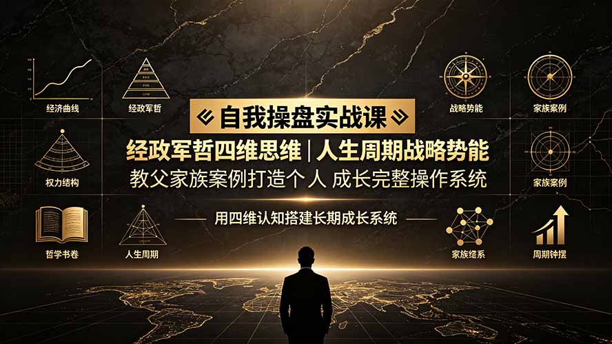 自我操盘实战课:经政军哲四维思维|人生周期战略势能|教父家族案例打造个人成长完整操作系统-云享网创