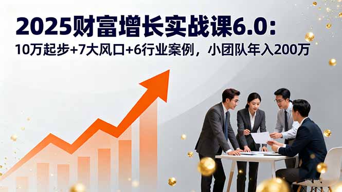 2025财富增长实战课6.0：10万起步+7大风口+6行业案例，小团队年入200万-云享网创