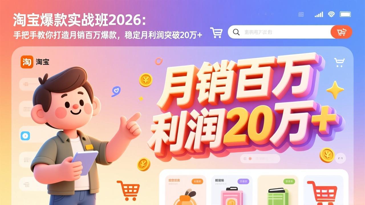 淘宝爆款实战班-2026年3月更新：手把手教你打造月销百万爆款，稳定月利润突破20万+-云享网创