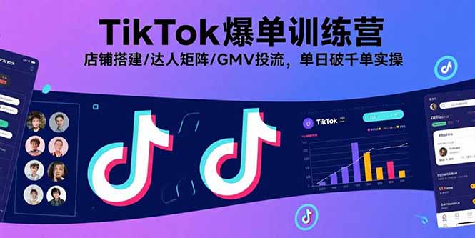 TikTok爆单训练营，店铺搭建/达人矩阵/GMV投流，单日破千单实操-云享网创