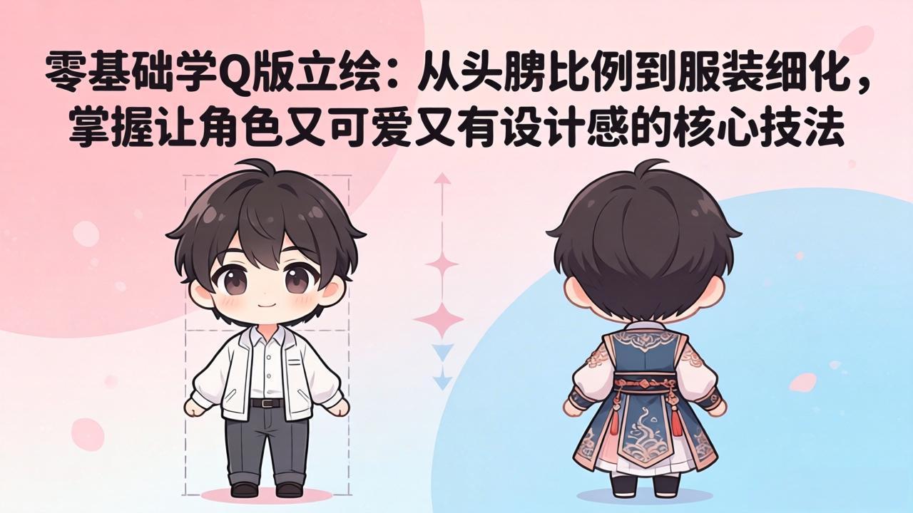 零基础学Q版立绘:从头身比例到服装细化,掌握让角色又可爱又有设计感的核心技法-云享网创