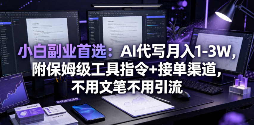 小白副业首选：AI代写月入1-3W，附保姆级工具指令+接单渠道，不用文笔不用引流【揭秘】-云享网创