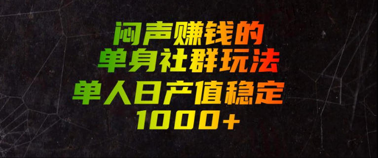 闷声賺钱的单身社群玩法，单人日产值稳定1000+【揭秘】-云享网创