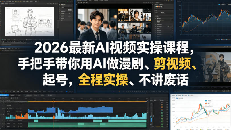 2026最新AI视频实操课程,手把手带你用AI做漫剧、剪视频、起号,全程实操、不讲废话-云享网创