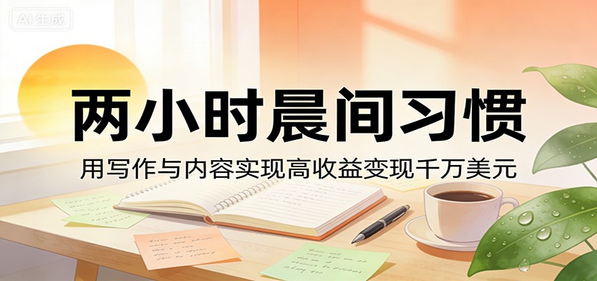 付费文章：两小时晨间习惯，用写作与内容实现高收益变现千万美元-云享网创