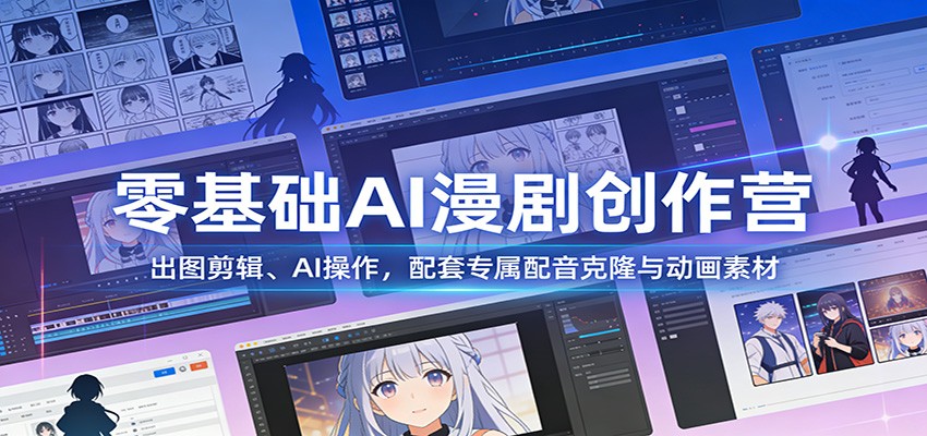 零基础AI漫剧创作营：出图剪辑、AI操作，配套专属配音克隆与动画素材-云享网创