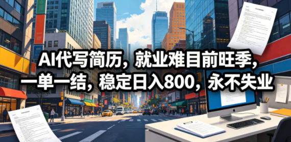 AI代写简历，就业难目前旺季，一单一结，稳定日入800，永不失业-云享网创
