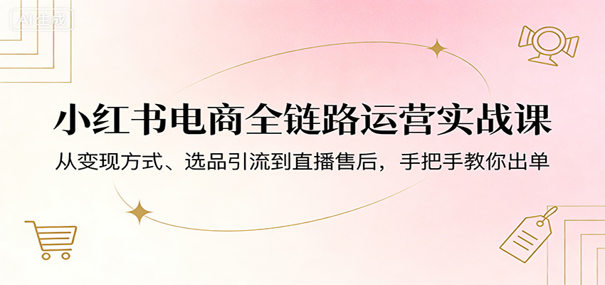 小红书电商全链路运营实战课：从变现方式、选品引流到直播售后，手把手教你出单-云享网创