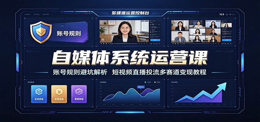 自媒体系统运营课:账号规则避坑解析,短视频直播投流多赛道变现教程-云享网创