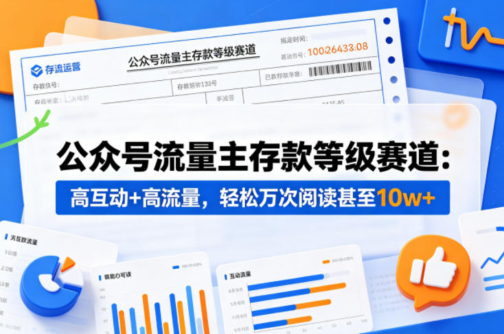 公众号流量主之存款等级赛道，高互动+高流量，轻松达到万次阅读，甚至10w+-云享网创