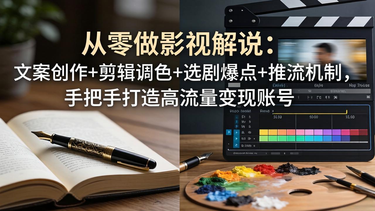 从零做影视解说：文案创作+剪辑调色+选剧爆点+推流机制，手把手打造高流量变现账号-云享网创