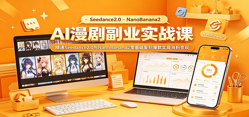AI漫剧副业实战课：精通Seedance2.0与NanoBanana2零基础复刻爆款实现涨粉变现-云享网创