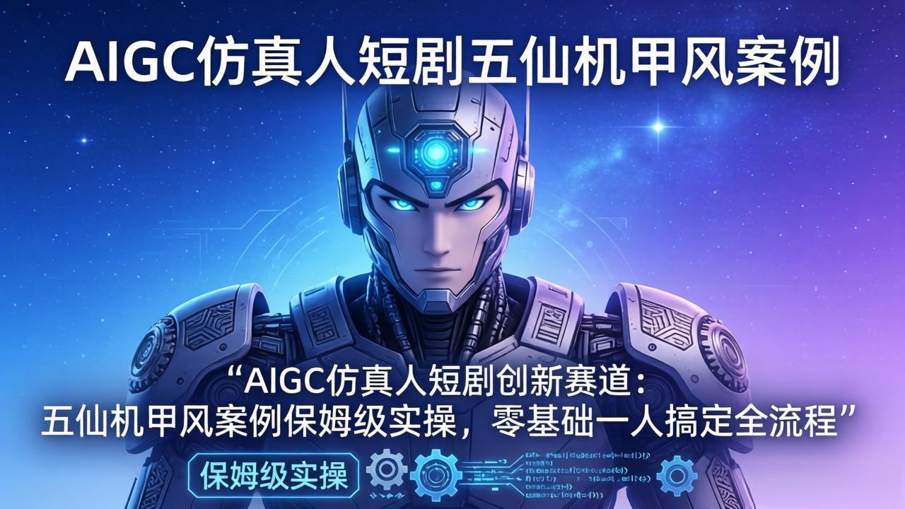 AIGC仿真人短剧创新赛道：五仙机甲风案例保姆级实操，零基础一人搞定全流程-云享网创