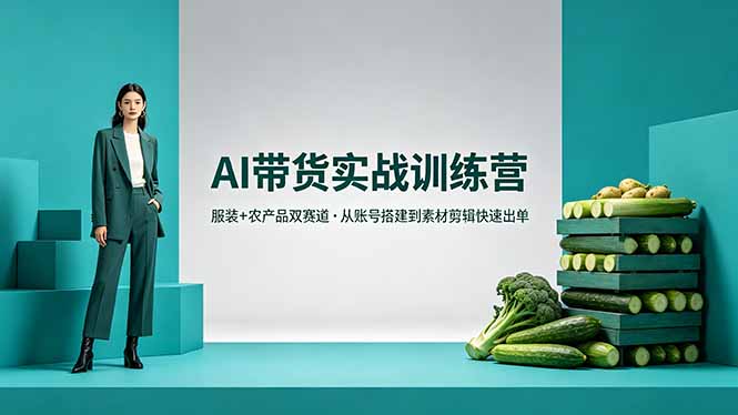 AI带货实战训练营，服装+农产品双赛道，从账号搭建到素材剪辑快速出单-云享网创