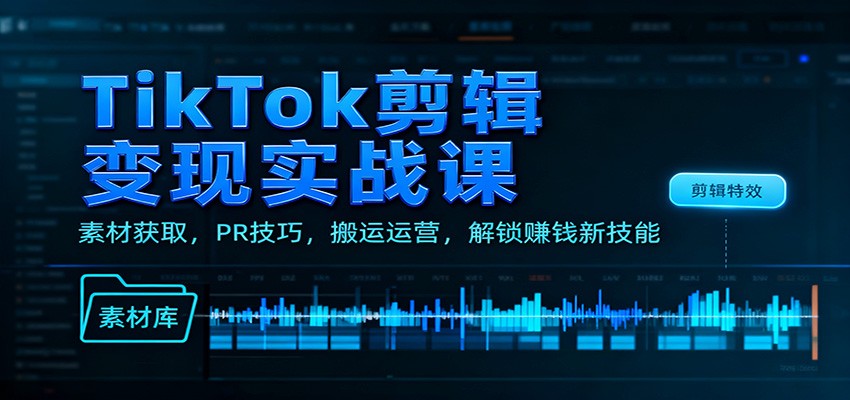 TikTok剪辑变现实战课:素材获取,PR技巧,搬运运营,解锁赚钱新技能-云享网创