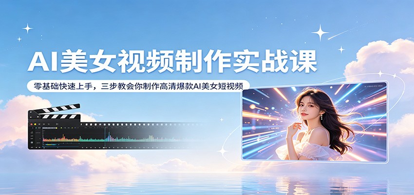 AI美女视频制作实战课：零基础快速上手，三步教会你制作高清爆款AI美女短视频-云享网创