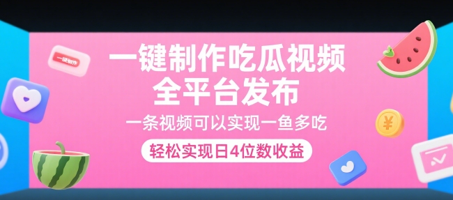 一键制作吃瓜视频，全平台发布，一条视频可以实现一鱼多吃，轻松实现日4位数收益【揭秘】-云享网创
