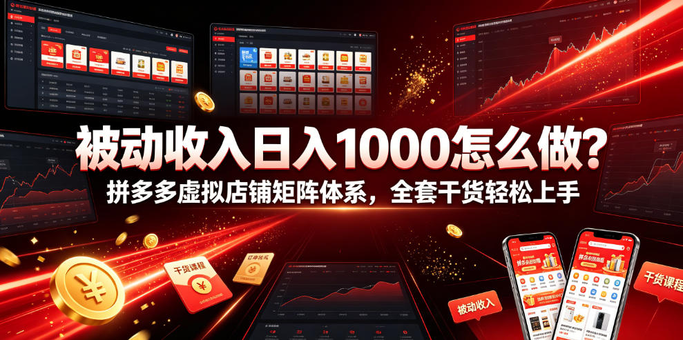 被动收入日入1000怎么做？拼多多虚拟店铺矩阵体系，全套干货轻松上手【揭秘】-云享网创