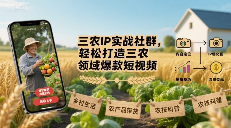 三农IP实战社群，轻松打造三农领域爆款短视频-云享网创
