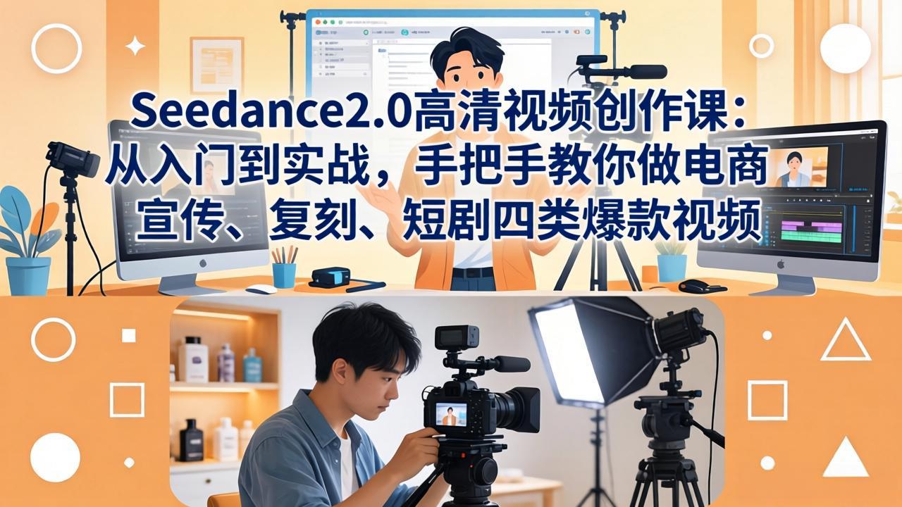 Seedance2.0高清视频创作课：从入门到实战，手把手教你做电商、宣传、复刻、短剧四类爆款视频-云享网创