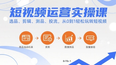 短视频运营实操课，选品、剪辑、测品、投流，从0到1轻松玩转短视频-云享网创