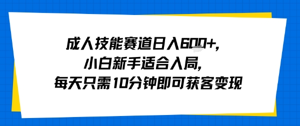 成人技能赛道日入多张，小白新手适合入局，每天只需10分钟即可获客变现-云享网创