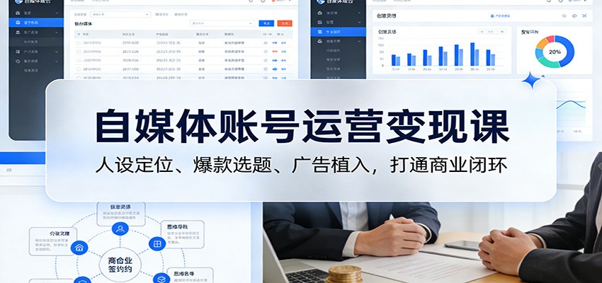 自媒体账号运营变现课：人设定位、爆款选题、广告植入，打通商业闭环-云享网创