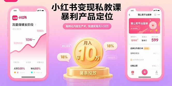 小红书变现私教课，暴利产品定位，高转化内容生产术，快速实现月入10万-云享网创