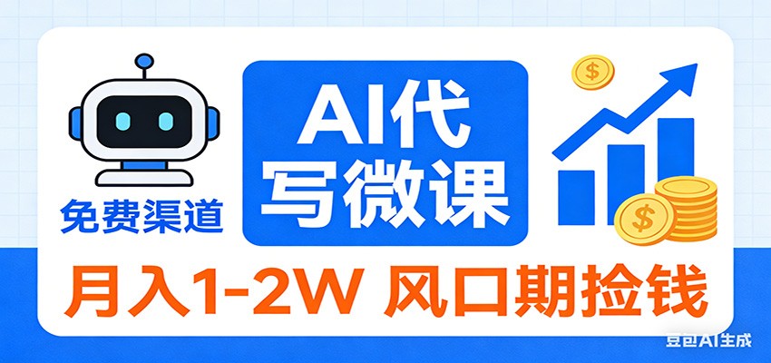 2026告别打工！AI 代写微课，提供免费渠道，月入 1-2W 风口期捡钱-云享网创