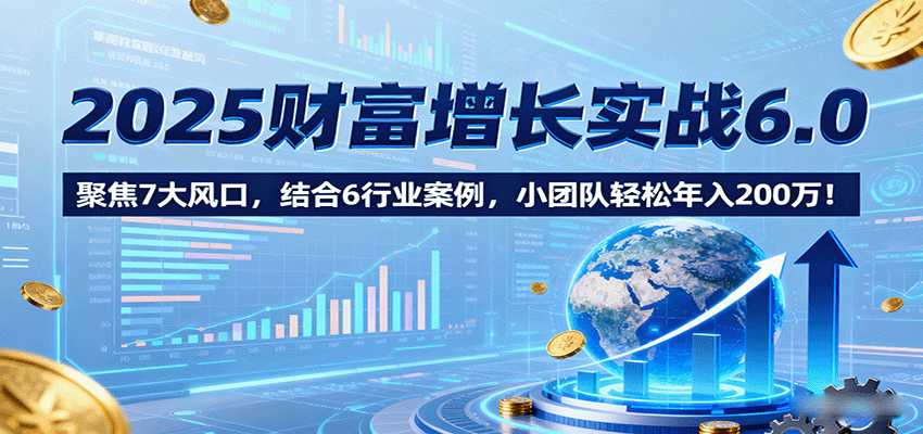 2025财富增长实战6.0,聚焦7大风口,结合6行业案例,小团队轻松年入200万!-云享网创