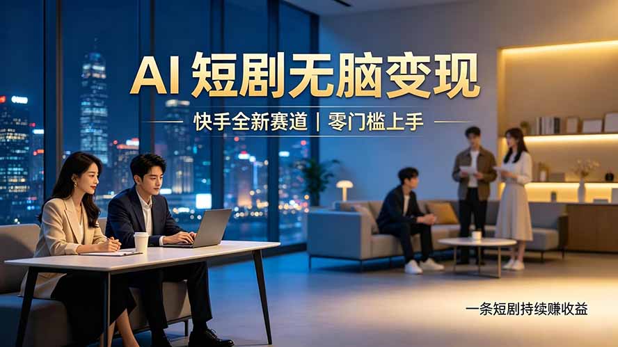 别乱找副业了，快手 AI 短剧零门槛长久被动增收-云享网创
