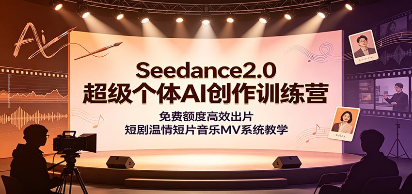 Seedance2.0超级个体AI创作训练营:免费额度高效出片,短剧温情短片音乐MV系统教学-云享网创