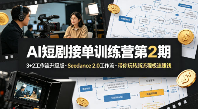 AI短剧接单训练营第2期，3+2工作流升级版，Seedance 2.0工作流，带你玩转新流程极速賺钱-云享网创