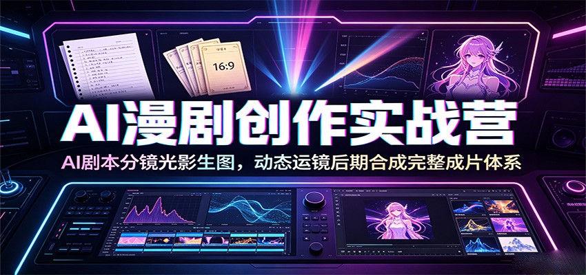 AI漫剧创作实战营：AI剧本分镜光影生图，动态运镜后期合成完整成片体系-云享网创
