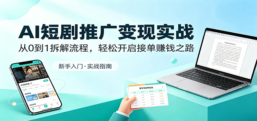 AI短剧推广变现实战：从0到1拆解流程，轻松开启接单赚钱之路-云享网创