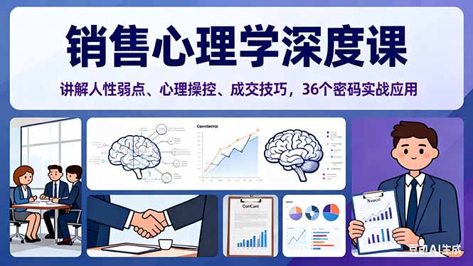 销售心理学深度课,讲解人性弱点、心理操控、成交技巧,36个密码实战应用-云享网创