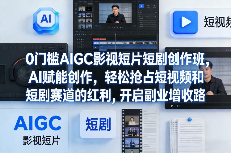 0门槛AIGC影视短片短剧创作班，AI赋能创作，轻松抢占短视频和短剧赛道的红利，开启副业增收路-云享网创