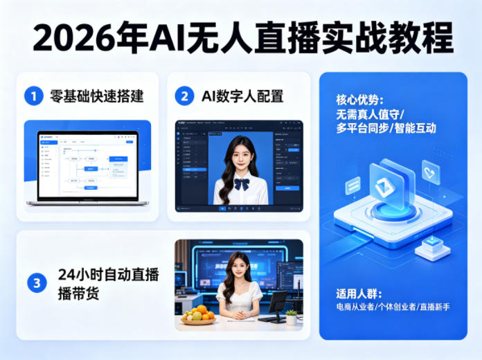 2026年AI无人直播实战教程，零基础也能快速搭建AI数字人无人直播间，实现24小时自动直播带货-云享网创