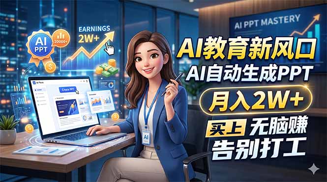 AI教育新风口，AI自动生成PPT，月入2W+，无脑赚，告别打工-云享网创