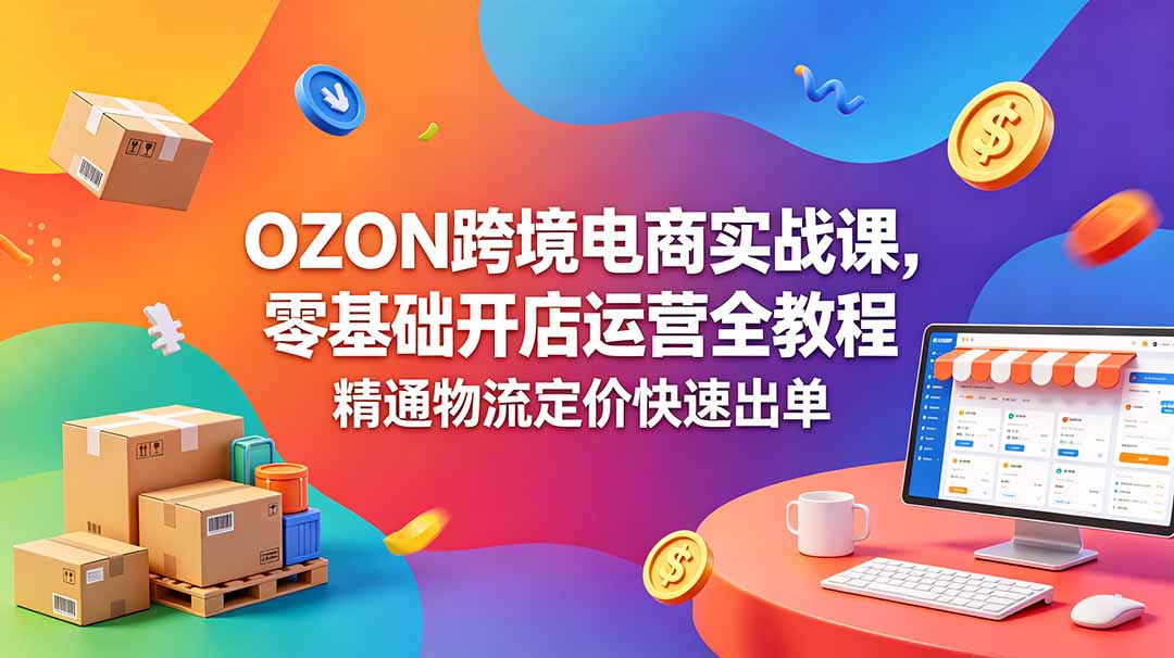 OZON 跨境电商实战课，零基础开店运营全教程，精通物流定价快速出单-云享网创